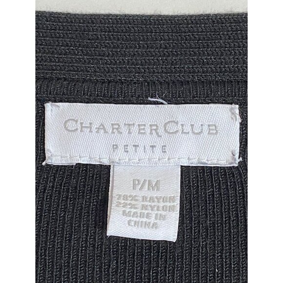 Charter Club Black Cardigan Knit Sweater One Button Closure Women’s Size PM - Picture 4 of 8